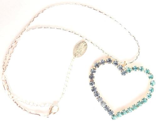 Swarovski Diamante Blue mix Heart Pendant on Necklace / Heart Heart Pendant on Necklace Chain in Silver Plated - Limited Stock (Only 3 Qty)