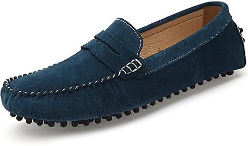 SUNROLAN Men's Dress Shoes Suede Slip on Flats Dress Loafer Slim Mocassin Leather Boat Driving Shoes 2019