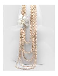 Flower Mother of Pearls Necklace In 92.5 Sterling Silver