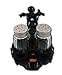 DWK Vintage Black Motorcycle Figurine Spice Holder with Refillable Salt and Pepper Shakers | 3 Piece Salt and Pepper Shaker Set | Home Table Decor Motorcycle Gift - 7