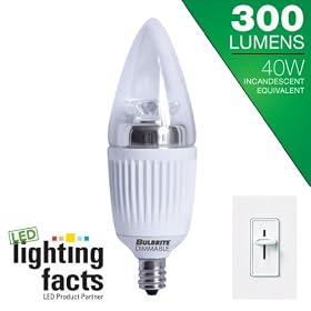 Bulbrite LED5CTC/D 5-Watt Dimmable LED Chandelier, Warm White Bulbrite LED5CTC/D 5-Watt Dimmable LED Chandelier, Warm White