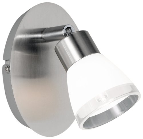 Trio-Leuchten 818410107 Spot-Leuchte in Nickel matt, Glas opal matt wei&szlig; mit klarem Rand, inklusive 1xG9 28W, H&ouml;he 12 cm, Breite 8 cm