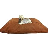 XXL Extra Large Overstuffed Orthopedic Foam Pet Bed Pillow for Big Dog with Brown Suede Durable Dog Bed Cover