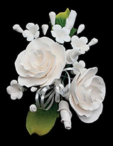 Oasis Supply Gum Paste Decorative Cake Topper - Rose Sprays (Dog Rose Spray White)