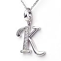 Silver Diamond Initial Pendant "K" with Silver Chain