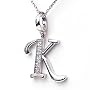 Silver Diamond Initial Pendant "K" with Silver Chain