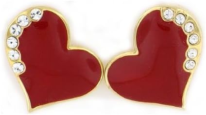 Red Epoxy Heart Post Earrings