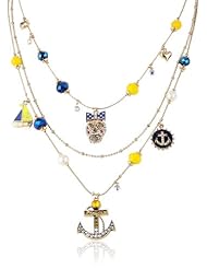Betsey Johnson "Anchor Boost" Skull and Anchor Illusion Necklace, 19"