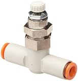 SMC AS3001F-11-3 Air Flow Control Valve with One-Touch Fitting, PBT & Nickel Plated Brass, In-Line, Body Size 3/8