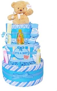 It's a Boy 3 Tier Diaper Cake - Great Baby Shower Centerpiece or Unique Gift Idea