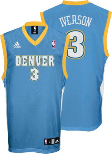 Allen Iverson Denver Nuggets Light Blue Youth Replica Adidas NBA Jersey