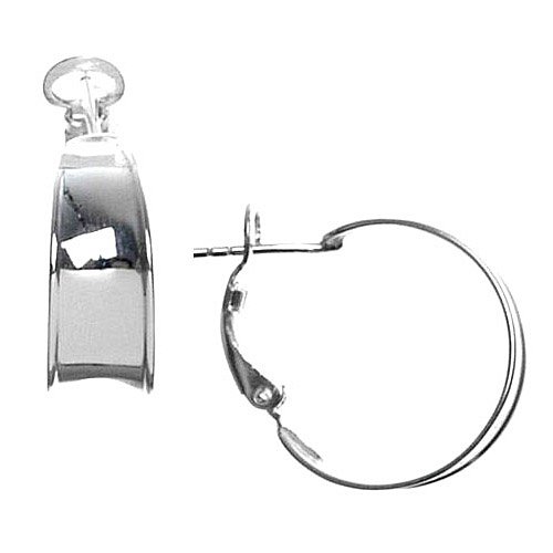 Sterling Silver 20mm High Polish Wide Clutchless Hoop Earring