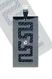 Zig Zag Carbon Fiber and Stainless Steel Pendant With Cubic Zirconia