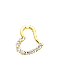 14K Yellow Gold Journey Open Heart CZ Cubic Zirconia Charm Pendant