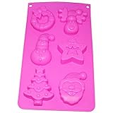 X-Haibei Christmas Holiday Snowman Reindeer Star Santa Claus Soap Muffin Chocolate Silicone Mold Pan