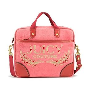 Juicy Couture Terry Heart Tassel Laptop Computer Sleeve Case Bag Pink