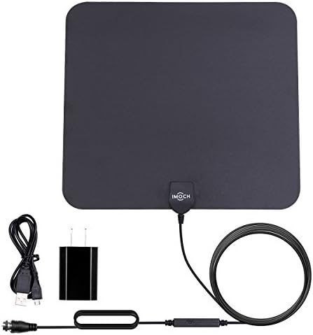 Digital TV Antenna indoor, Imoch® Amplified HDTV Antenna 50 Mile Range with Amplifier Signal Booster for UHF VHF, PowerSupply and 16.4ft High Performance Coax Cable