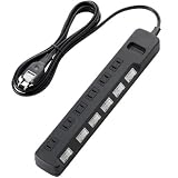 ELECOM 雷ガードタップ 個別スイッチ 6個口 2.5m BK T-K03-2625BKの画像