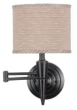 Kenroy Home 30206ORB Accolade One-Light Swing Arm Lamp, Oil-Rubbed Bronze with Tan Striped Drum Shade