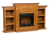 Tennyson Electric Fireplace with Bookcases Plantation Oak Finish