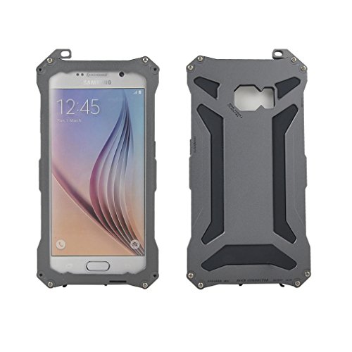 Galaxy S6 Case, COMC [ALUMINUM BUMPER] GALAXY S6 Metal case [Science Hybrid Premium Metal] Full-Body Aluminum Structures with Silicone - Water Resistant / Dirt / Shockproof / Dust Proof Military Heavy Screen Protector - Hard Aluminum Dual Layer Protective Case for Samsung Galaxy S6 (Gray)