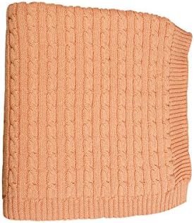 DARZZI Cable Knit Baby Blanket, Blush Pink, 35"x45"