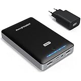 Zusatzakku RAVPower 16000mAh 4,5A Ausgang Externer Akku Pack Power Bank mit 2A Ladeger&auml;t und Taschenlampe f&uuml;r Smartphones und Tablets, Schwarz