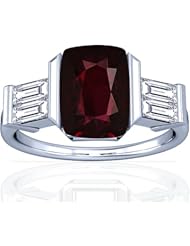 18K White Gold Cushion Cut Ruby Fana Designer Ring