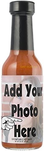 CUSTOM Label Hot Sauces with your Photo or Logo as a private label or PERSONALIZED Gift (Cayenne Garlic - Med. Heat)