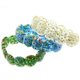 Set of 3 Milla Fiori Murano Style Stretch Bracelets - Blue, Green, and Beige