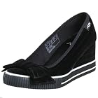 Sugar Women's Black Tie Pie Velvet Wedge