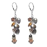 Silver Pearl & Champagne Crystal Earrings