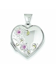 Genuine .925 Sterling Silver Floral 18mm Heart Locket 1.6 Grams. 100% Satisfaction Guaranteed.