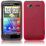 HTC SENSATION 4G RUBBERIZED TRANSPARENT BACK COVER CASE - HOT PINK