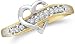 10k Yellow and White Two 2 Tone Gold Heart Shape Round Cut Ladies Diamond Wedding Ring Band 8mm (.05 cttw)