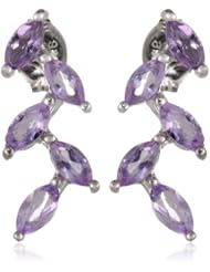Sterling Silver Leaf Design Amethyst Earrings