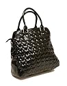 Black patent quilted large tote bag handbag with heart shaped quilting by Claudia Canova