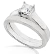 1/2ct Princess-Cut Solitaire Diamond Wedding Ring Set in 14k White Gold (G-H/I1)