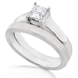 1/2ct Princess-Cut Solitaire Diamond Wedding Ring Set in 14k White Gold (G-H/I1)