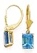 14K 8X6MM EMERALD CUT BLUE TOPAZ LEVERBACK EARRING