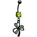 Black Green Gem Clover Belly Ring