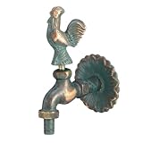 Produkt-Bild: SaniFri 470010213 Nostalgie-Auslaufventil, Messing-patiniert mit Tiermotiv Hahn. Langer Wandabstand mit massiver Wandrosette