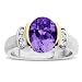 Sterling Silver and 14k Yellow Gold White Topaz and Oval Amethyst Ring, Size 9