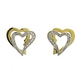 Yellow Gold Heart Vermeil Diamond Accent Earrings