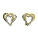 Yellow Gold Heart Vermeil Diamond Accent Earrings