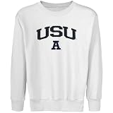 NCAA Utah State Aggies Youth White Logo Arch Applique Crew Neck Fleece Sweatshirt