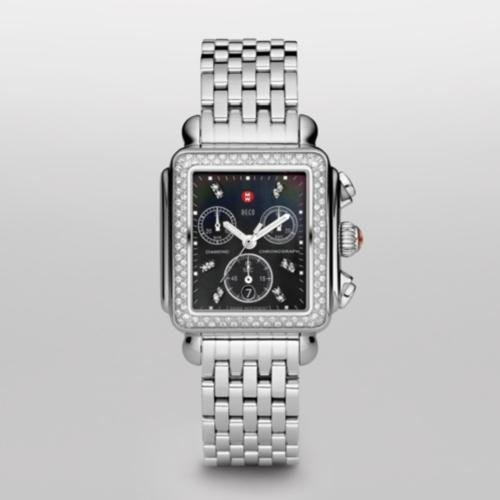 MICHELE Deco Diamond Black Diamond Dial Bracelet Watch