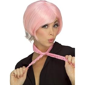 Sassy 2 Tone White w Pink Wig for Halloween Costume