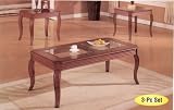 Dharma Dark Oak 3pc Coffee/End Table Set w/ Glass Top Inlay