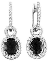 3.16Ct Oval Black Diamond & VS Diamond Earrings 18k Gold
